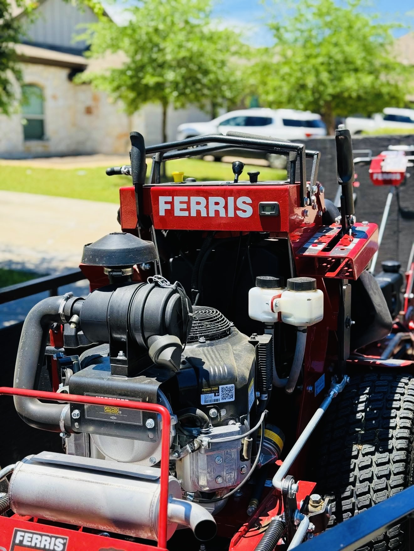 52 inch Ferris commercial mower loaded on the trailer